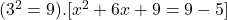  ( 3^2 = 9 ). [ x^2 + 6x + 9 = 9 - 5 ] 