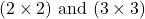 (2 \times 2) \text{ and } (3 \times 3)